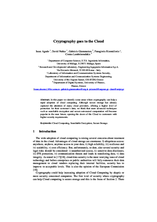 Cryptography Goes to the Cloud