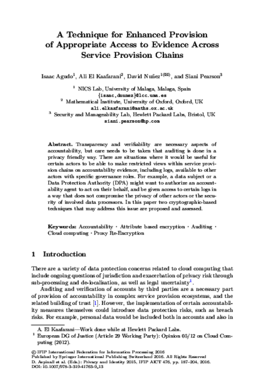 A Technique for Enhanced Provision of Appropriate Access to Evidence across Service Provision Chains