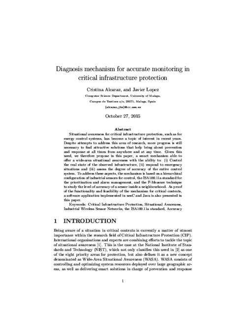 Diagnosis Mechanism for Accurate Monitoring in Critical Infrastructure Protection