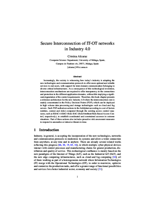 Secure Interconnection of IT-OT Networks in Industry 4.0