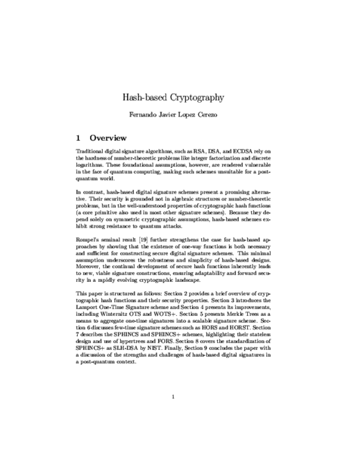 Hash-based Cryptography