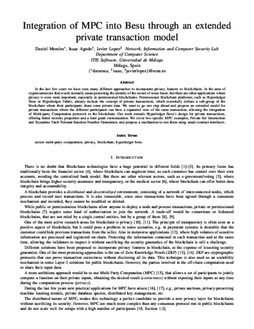 Integration of MPC into Besu through an extended private transaction model