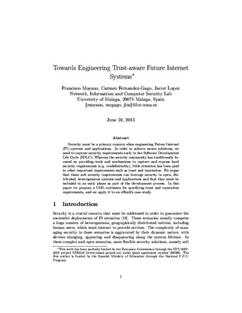 Towards Engineering Trust-aware Future Internet Systems