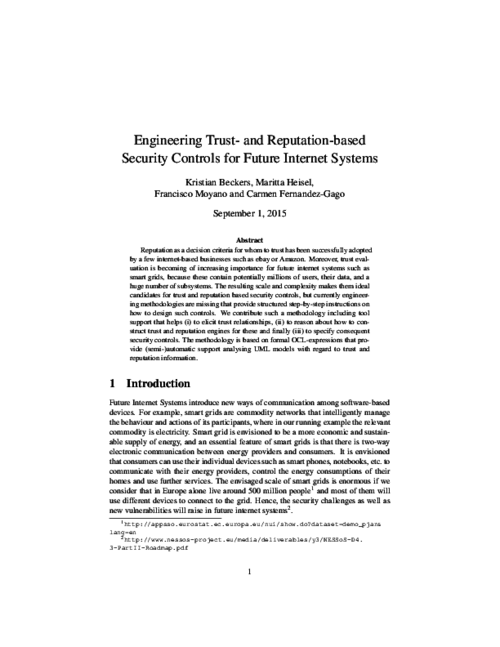 Engineering Trust- and Reputation-based Security Controls for Future Internet Systems