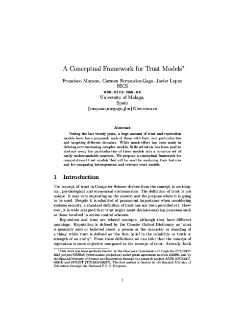 A Conceptual Framework for Trust Models