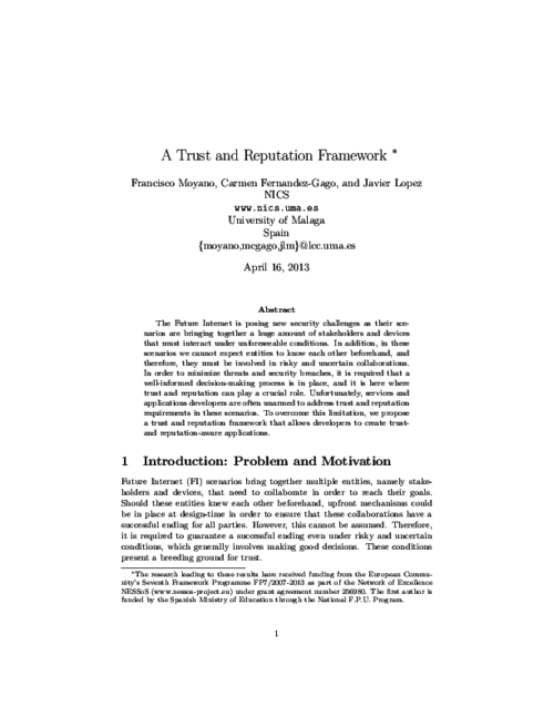 A Trust and Reputation Framework