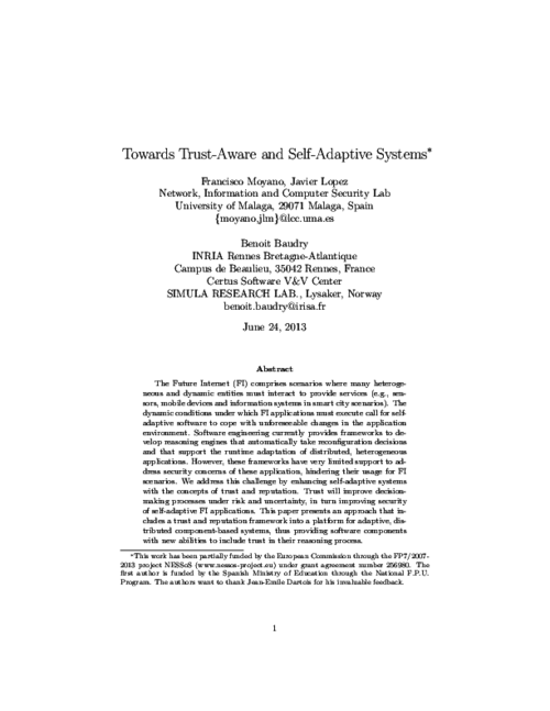 Towards Trust-Aware and Self-Adaptive Systems