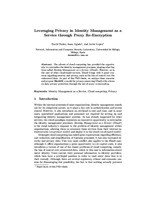 Leveraging Privacy in Identity Management as a Service through Proxy Re-Encryption