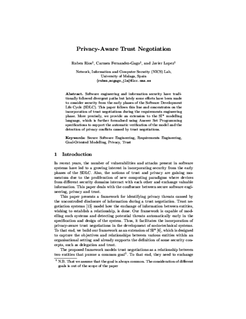Privacy-Aware Trust Negotiation