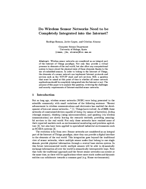 Do Wireless Sensor Networks Need to be Completely Integrated into the Internet?