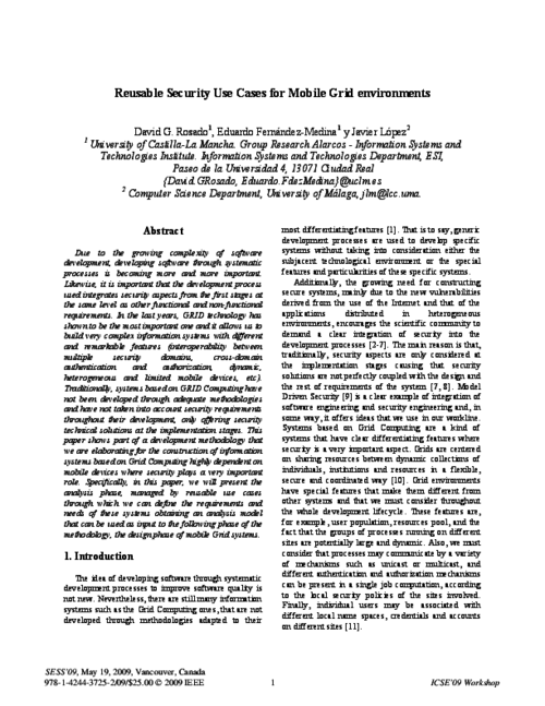 Reusable Security Use Cases for Mobile Grid environments