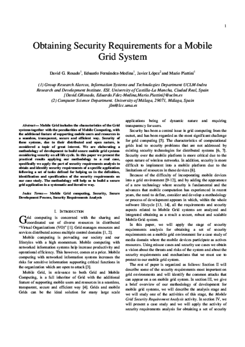 Obtaining Security Requirements for a Mobile Grid System