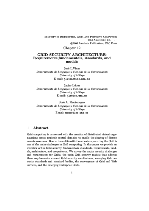 Grid Security Architecture: Requirements, Fundamentals, Standards and Models